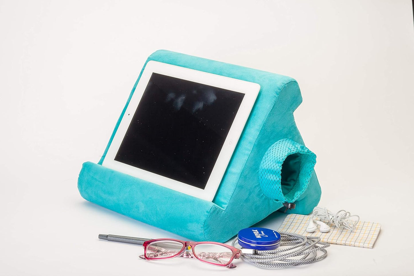 Ipad Tablet Stand with Cubby Storage and Multi-Angle Viewing for Home, Work & Travel. Our Ipad and Tablet Holder Has Storage for Your All Your Personal Items. (Nebbiolo)