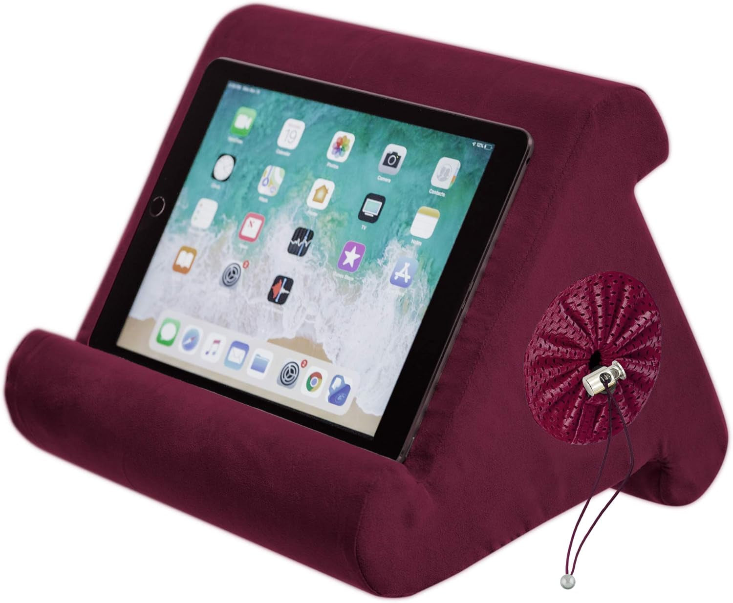 Ipad Tablet Stand with Cubby Storage and Multi-Angle Viewing for Home, Work & Travel. Our Ipad and Tablet Holder Has Storage for Your All Your Personal Items. (Nebbiolo)