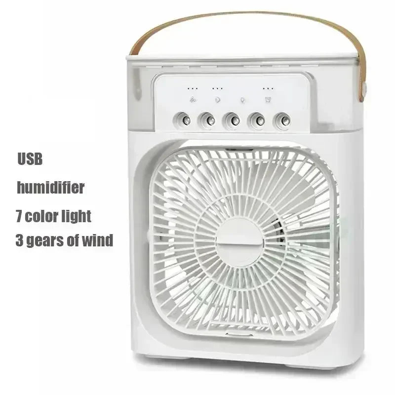 Portable Fan Air Conditioners USB Electric Fan Air Cooler LED Night Light Water Mist Fun 3 in 1 Air Humidifier for Home