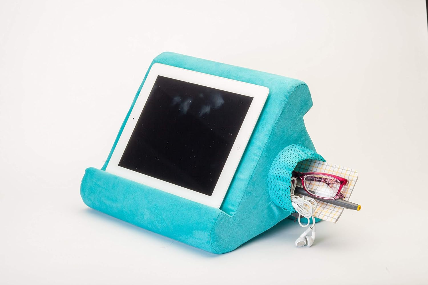 Ipad Tablet Stand with Cubby Storage and Multi-Angle Viewing for Home, Work & Travel. Our Ipad and Tablet Holder Has Storage for Your All Your Personal Items. (Nebbiolo)