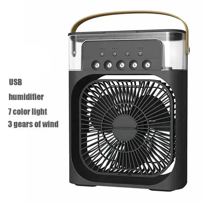 Portable Fan Air Conditioners USB Electric Fan Air Cooler LED Night Light Water Mist Fun 3 in 1 Air Humidifier for Home